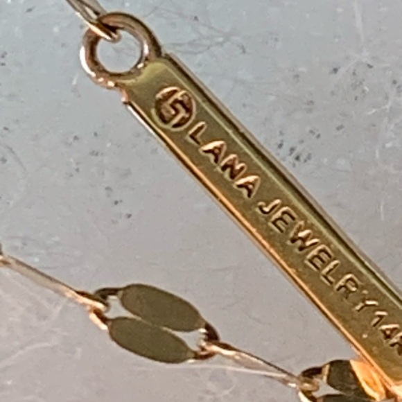 LANA 14K Yellow Gold Disc Chain Lariat Diamond Libra Necklace - Picture 12 of 14